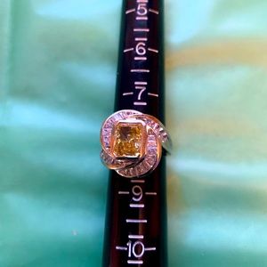 925 Sterling silver, Bling 💍 Simulated perfect Canary CZ.